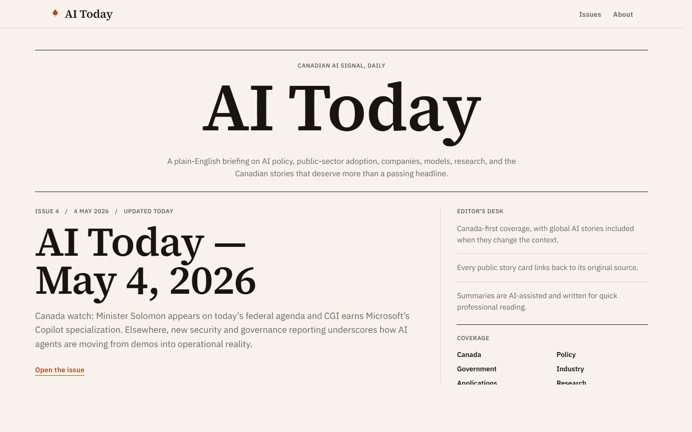 Live preview of AI Today